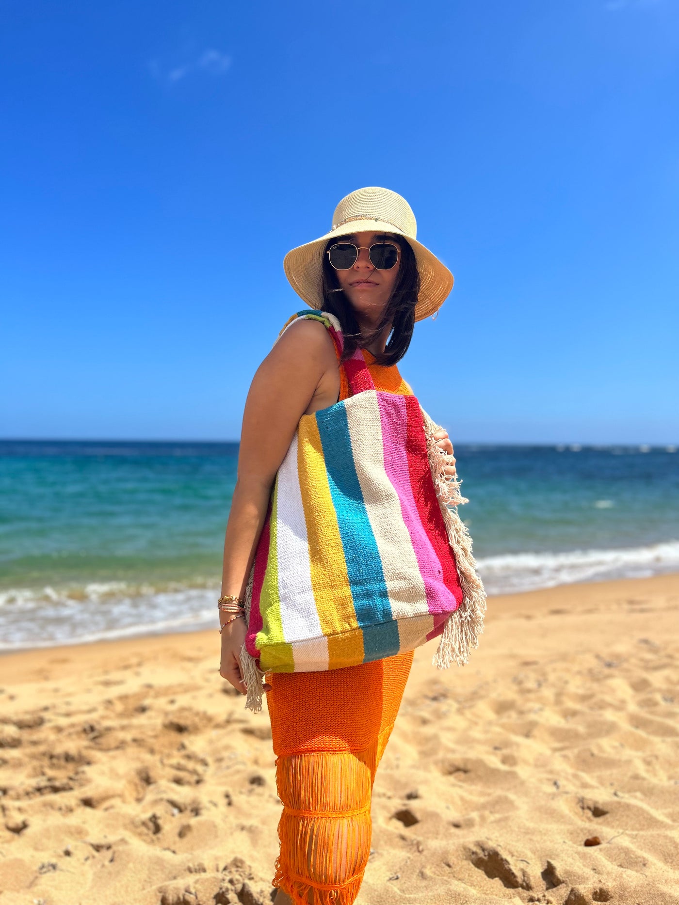 MULTI COLOR BEACH TOTE