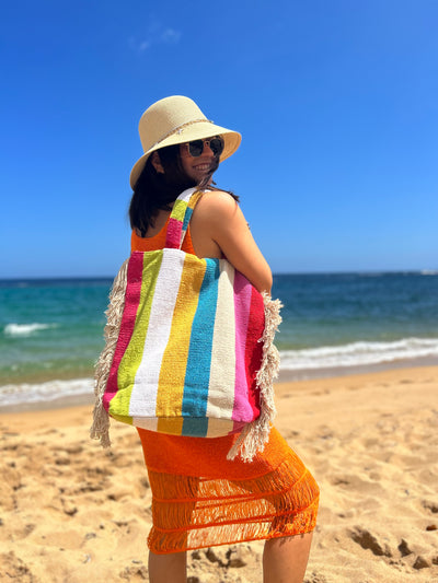 MULTI COLOR BEACH TOTE