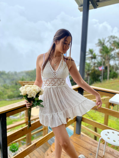 LACE HALTER DRESS